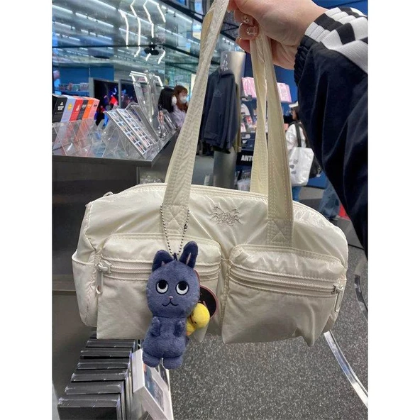 Harajuku Bej Omuz Çantası - Y2k Tarzı - Bej - 3