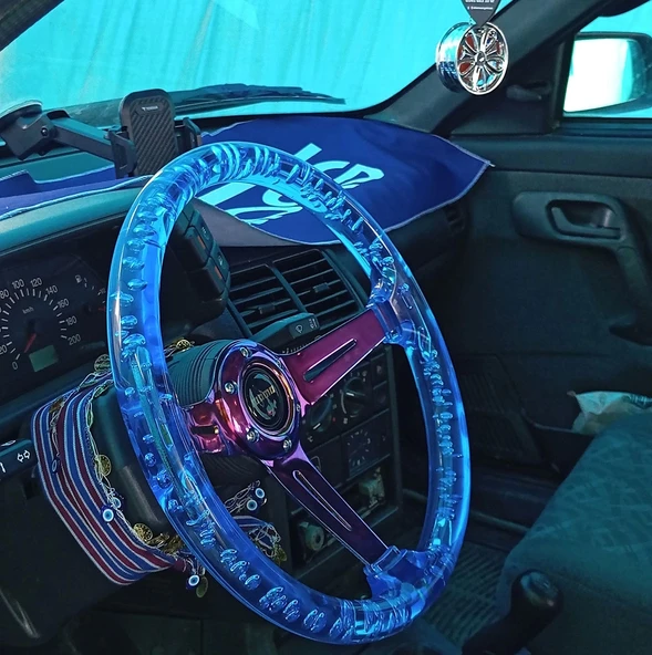 Lada Vega Göbek ve 35cm Şeffaf Baloncuklu Mavi Momo Direksiyon Epoksi