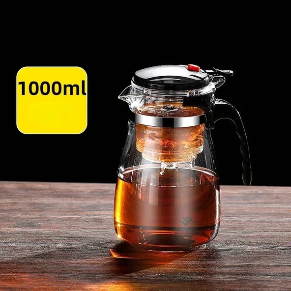 Cam Demlik - 1000ML - Isıya Dayanıklı - Çay ve Kahve için