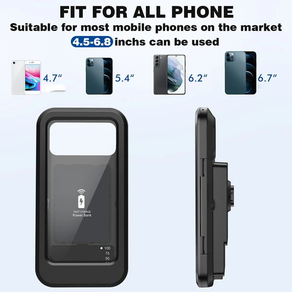 Su Geçirmez Motosiklet Telefon Tutucu - Kablosuz Şarjlı - 4