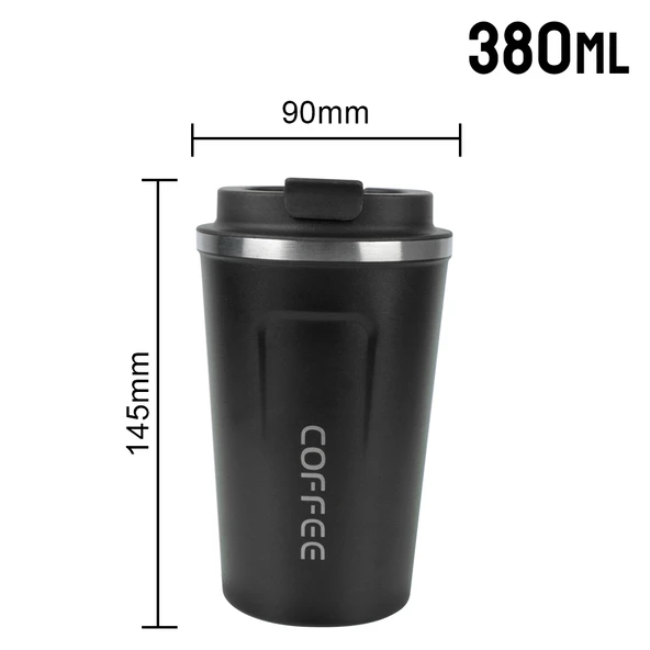 Paslanmaz Çelik Seyahat Kupa - 380ML Siyah