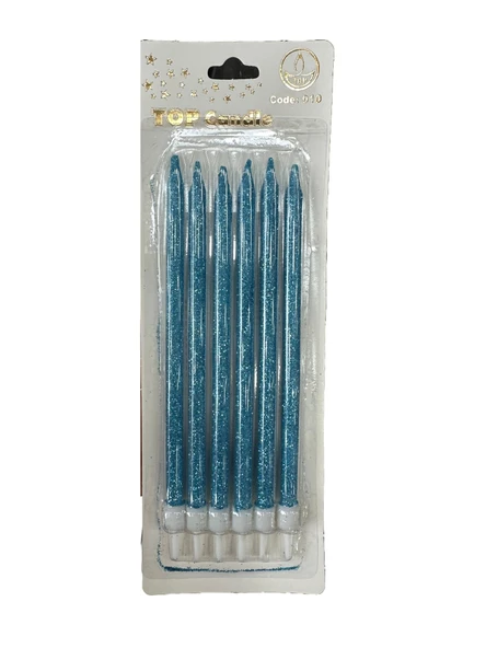 Simli Doğum Günü Parti Süs Pasta Mumu - Pembe - 15 Cm. - 6 Adetlik Paket