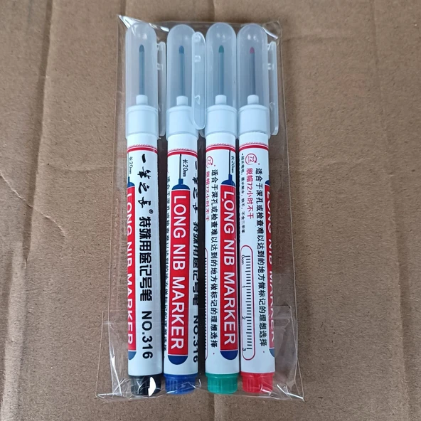 Uzatılmış Uçlu İşaretleyici Kalem - Kırmızı - 5'li Paket - 6