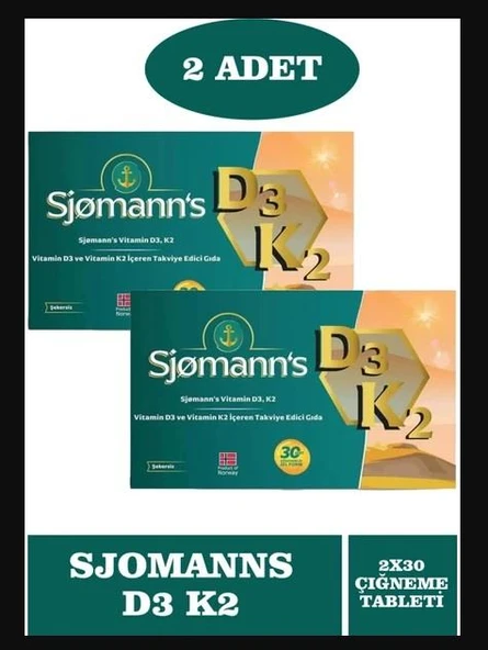 Sjomann's D3k2 Çiğnenebilir Jel 30 Tablet 2 Adet ürün görseli 1