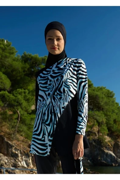 Mayovera Zebra Tek Mayo Üst Tasarım Tesettür Mayo
