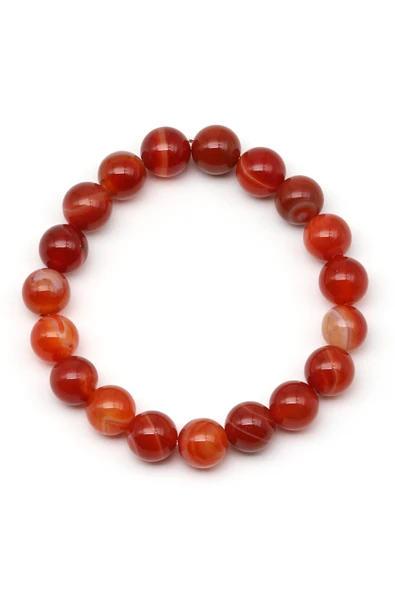 Madagaskar Akik Doğal Taş Bileklik 10 mm Küre Kesim - Resim 2