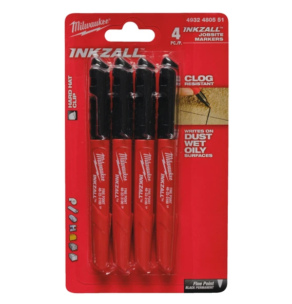 Milwaukee İnce Uçlu İşaretleme Kalemi 4'LÜ Siyah 4932480551