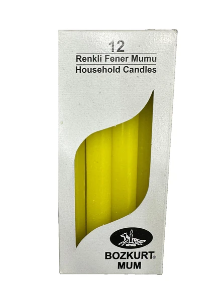 Bozkurt Konik Şamdan Mum Fener Mumu - Mavi - 14 Cm. - 12 Adetlik Paket