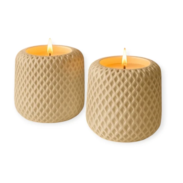 Dikdörtgen Desenli Doğal Soya Mum ürün görseli 1