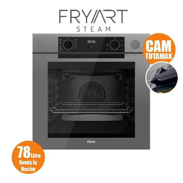 Ferre STEAMART-FRYART-SILENTART Serisi Gri Set (SS038 + QEP64CPR +D065-SA ) - Emaye Izgara / 75 cm Ocak - 4