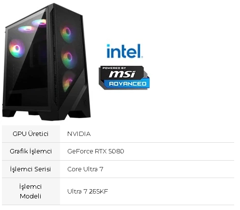 INTEL Core Ultra 7 265KF-MSI GeForce RTX 5080 16G GAMING TRIO OC 16GB-PRO Z890-1TB SSD-32GB RAM