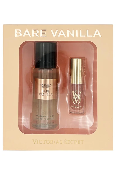 Victoria's Secret Bare Vanilla Mini Vücut Spreyi ve Peony Parlatıcı Dudak Yağı Set
