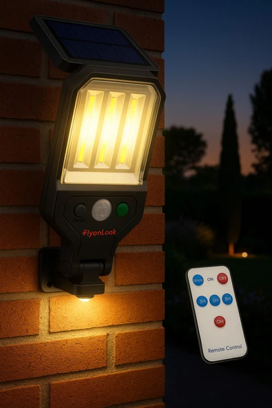 Kumandalı Solar Bahçe Lambası 700 Lümen, 3 COB LED, Güneş Enerjili Sensörlü Dış Mekan Aydınlatma - 4