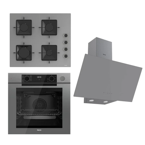 Ferre STEAMART-FRYART Serisi Gri Set (SS208 + QEP64CPR +D079 ) - Emaye Izgara
