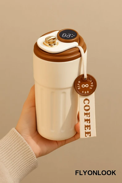 Dijital Led Göstergeli 316 L Palanmaz Çelik 400 ML Termos Kupa Bardak Çift Yalıtımlı Kahve Fincan