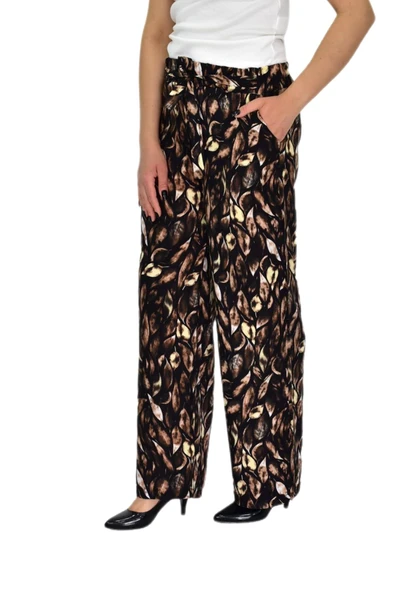 Kadın Emprime Bol Paçalı Lastikli Bağcıklı Pantolon BGL-ST04626 - Resim 7