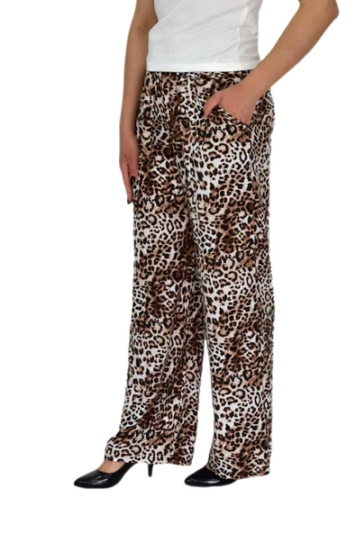 Kadın Emprime Bol Paçalı Lastikli Bağcıklı Pantolon BGL-ST04626 - Resim 8