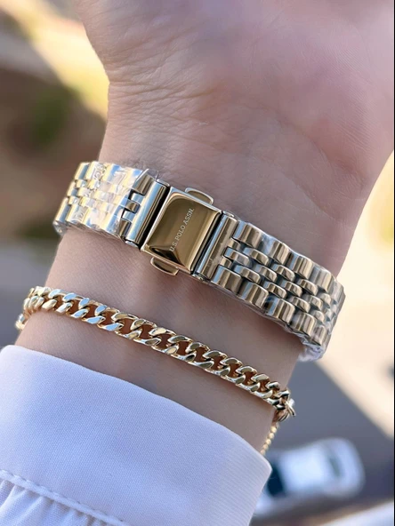 U.s.Polo Assn Çelik Kordon 2 Yıl Garantili 3 Atm Suya Dayanıklı Kadın Kol Saati+Bileklik UA.2085.M05 - Resim 3