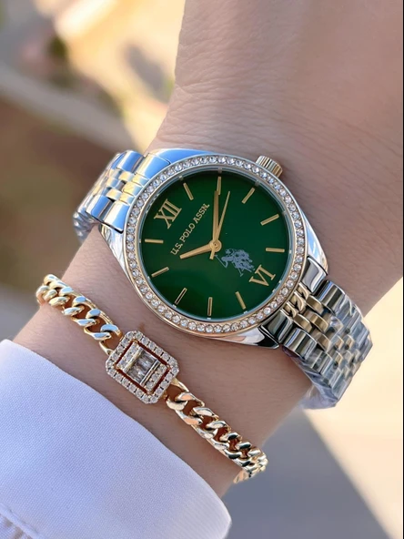 U.s.Polo Assn Çelik Kordon 2 Yıl Garantili 3 Atm Suya Dayanıklı Kadın Kol Saati+Bileklik UA.2085.M07 ürün görseli