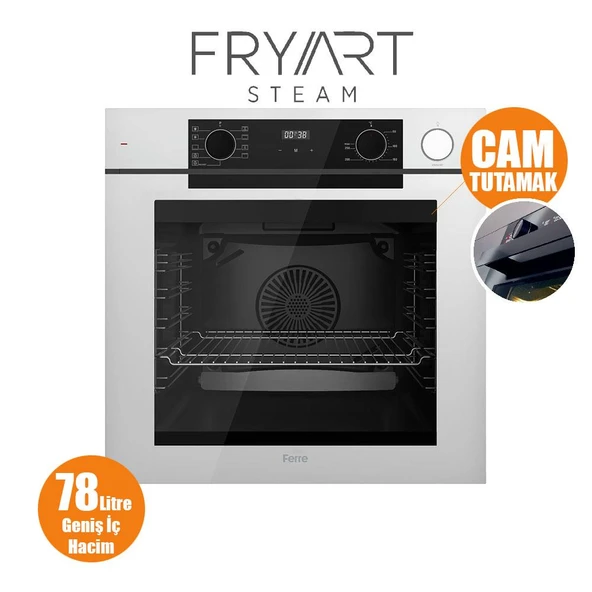 Ferre STEAMART-FRYART-SILENTART Serisi Beyaz Set (SS036 + QEP64CB +D064-SA ) - Emaye Izgara - 75 Cm Ocak - 4