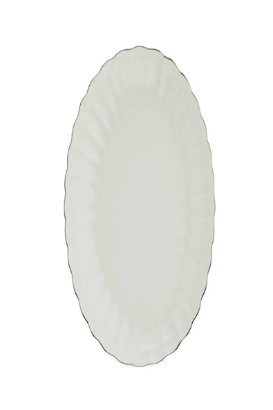 Kütahya Porselen Bone Luz Platin File Kayık Tabak 24x17cm Tekli BNLZF24KY220
