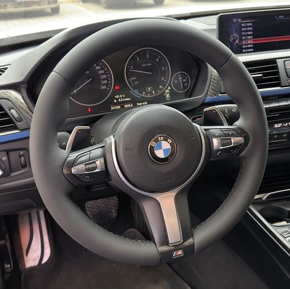 BMW F30 M SPORT KASA ARACA ÖZGÜ DİKMELİ DİREKSİYON KILIFI - 3