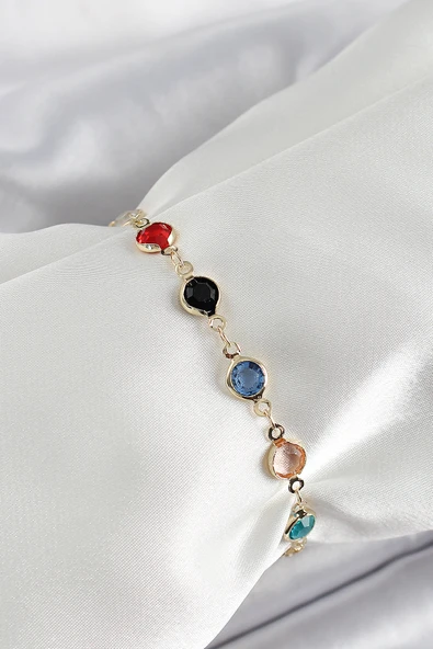 Pirinç Asorti Model Gold Renk Zirkon Taşlı Kadın Bileklik - EBJ250605W34563 ürün görseli