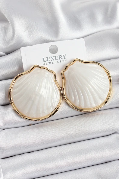 Pirinç Sedef Deniz Kabuğu Figürlü Gold Renk Kadın Küpe - EBJ250605W34649 ürün görseli