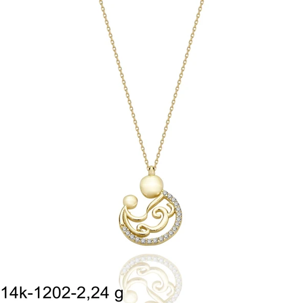 Yenidoğan Bebek Anne Sevgisi Harika Tasarım Çok Şık 14 Ayar Altın Kolye - Resim 2