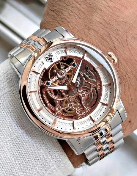 TI-592C TIGER OTOMATİK ÇELİK ERKEK SAATİ - Resim 2