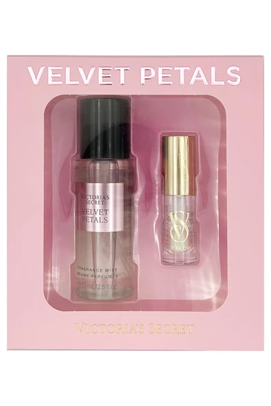 Victoria's Secret Velvet Petals Mini Vücut Spreyi ve Clear Parlatıcı Dudak Yağı Set