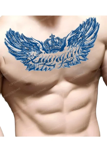 GZXT-074 YARI KALICI KRAL TACI VE KANAT DESEN GÖĞÜS DÖVME-TATTO - 2