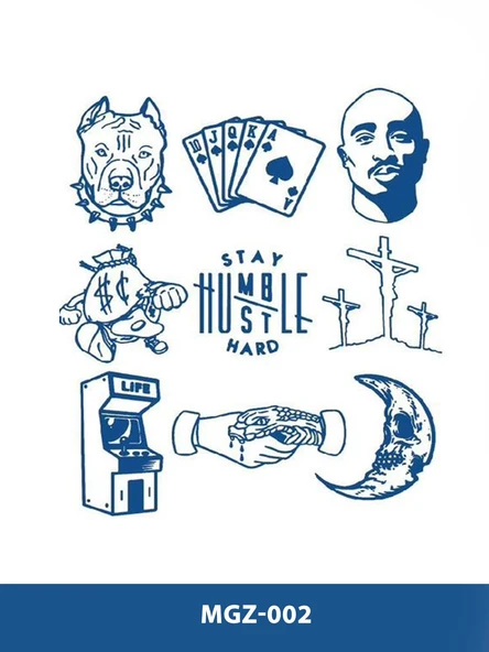 MGZ-002 MİNİ DOKUZLU DESEN ORTA BOY YARI KALICI DÖVME-TATTO