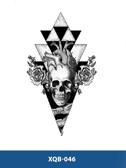XQB-046 ORTA BOY KURUKAFA KALP DESEN GEÇİCİ DÖVME-TATTO