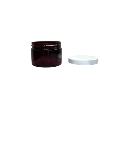 150ml kahverengi akrilik plastik krem kavanozu beyaz kapaklı, 12 adet, krem kavanozu, kozmetik kavanoz, plastik kavanoz - 2