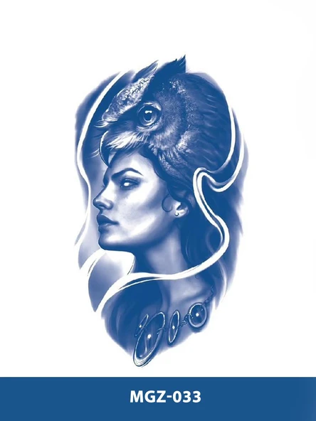 MGZ-033 BAYKUŞ VE KADIN DESEN ORTA BOY YARI KALICI DÖVME-TATTO ürün görseli