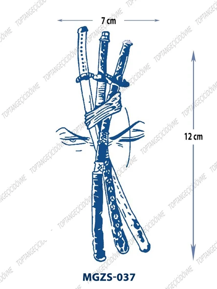 MGZS-037 YARI KALICI SAMAURAY KILICI DESEN DÖVME-TATTO