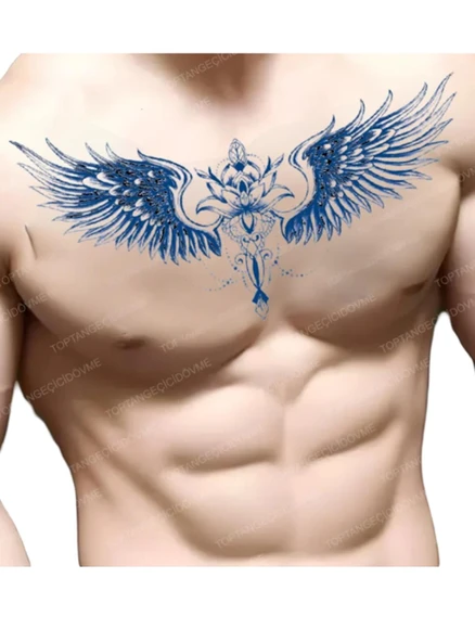 GZXT-040 YARI KALICI LOTUS VE KANAT DESEN GÖĞÜS DÖVME-TATTO - 2