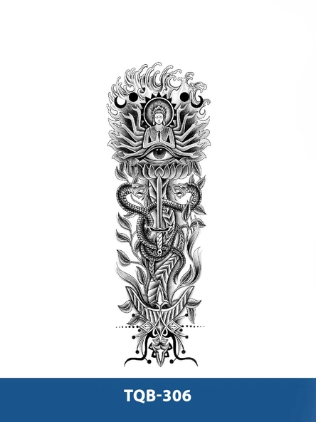 TQB-306 BUDHA VE YILAN DESEN GEÇİCİ KOL DÖVMESİ-TATTO