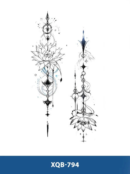 XQB-794 ORTA BOY LOTUS ÇİÇEK DESEN GEÇİCİ DÖVME-TATTO