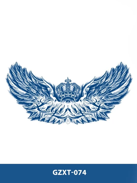 GZXT-074 YARI KALICI KRAL TACI VE KANAT DESEN GÖĞÜS DÖVME-TATTO