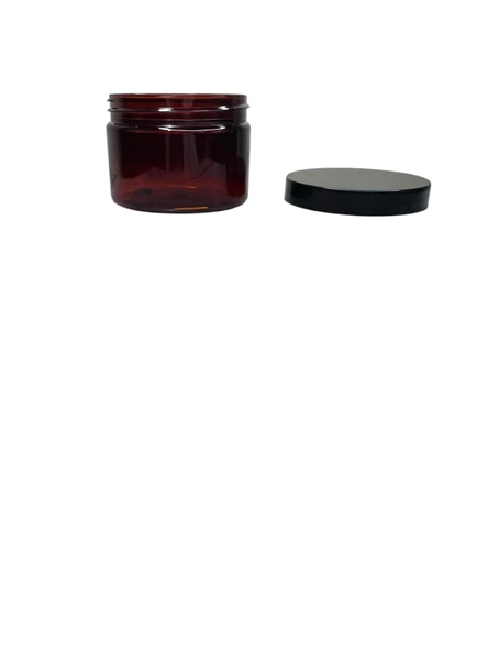 150ml kahverengi akrilik plastik krem kavanozu siyah kapaklı, 12 adet, krem kavanozu, kozmetik kavanoz, plastik kavanoz - 2