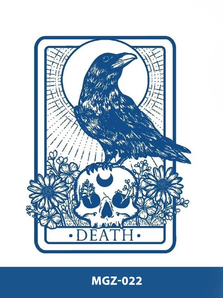 MGZ-022 DEATH KARGA TAROT KARTI DESEN ORTA BOY YARI KALICI DÖVME-TATTO