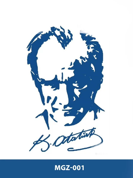 MGZ-001 ATATÜRK BÜSTÜ VE İMZA DESEN ORTA BOY YARI KALICI DÖVME-TATTO ürün görseli