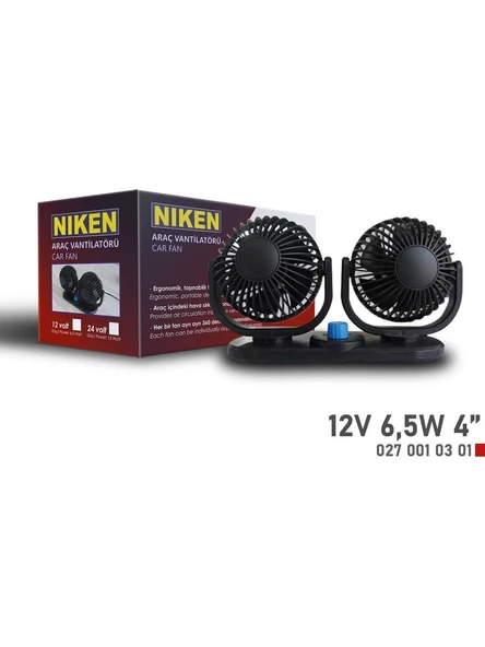 Araç Içi Vantilatör Küçük Çift Başlı 12v 4 inç Üniversal Niken - 2