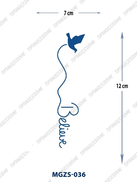 MGZS-036 YARI KALICI KUŞ DESEN BELİEVE YAZILI DÖVME-TATTO