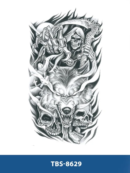 TBS-8629 ORTA BOY KURT VE KURUKAFA DESEN GEÇİCİ DÖVME-TATTO ürün görseli