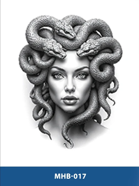MHB-018 ORTA BOY MEDUSA VE YILAN DESEN GEÇİCİ DÖVME-TATTO