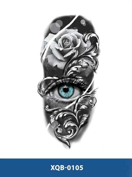 XQB-105 ORTA BOY MAVİ GÖZ DESEN GEÇİCİ DÖVME-TATTO