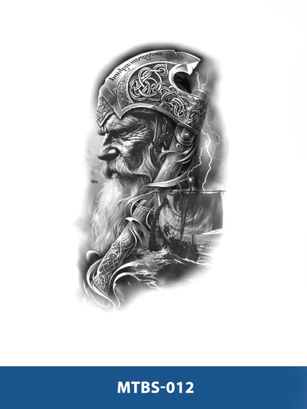 MTBS-018 ORTA BOY YAŞLI SAVAŞCI VE YELKENLİ GEMİ DESEN GEÇİCİ DÖVME-TATTO